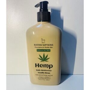 BATHSCRIPTIONS HEMP DAILY BODY MOISTURIZER Vanilla Bean/ 17 OZ Rare